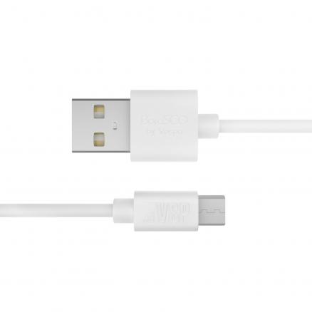 Кабель USB - Micro USB, 2А 1м, белый, 34849